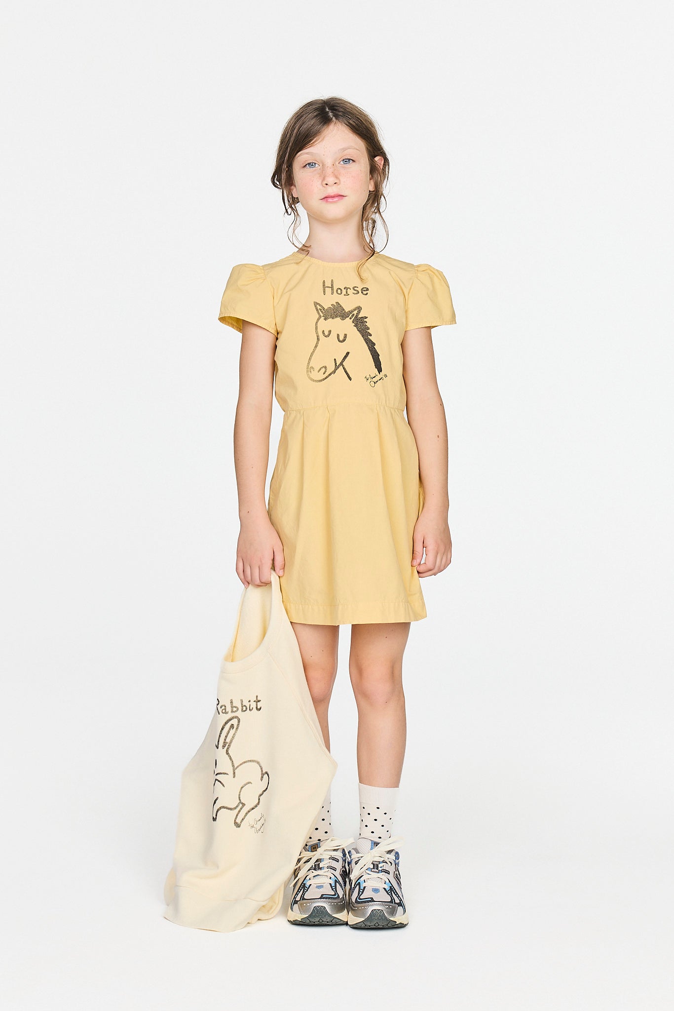 Beige Hummingbird Dress MODEL FRONT