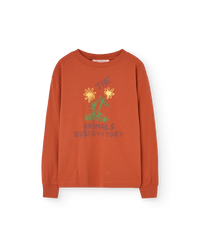 Flowers Red Dog Long Sleeve T-Shirt COVER