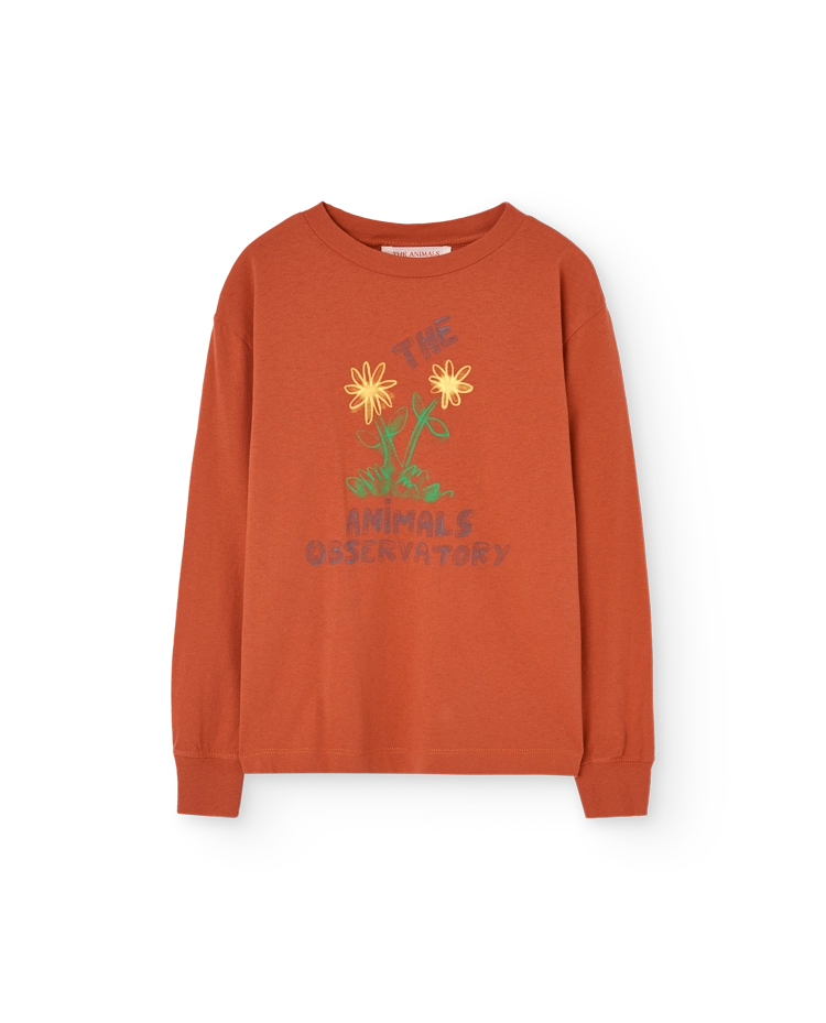 Flowers Red Dog Long Sleeve T-Shirt COVER