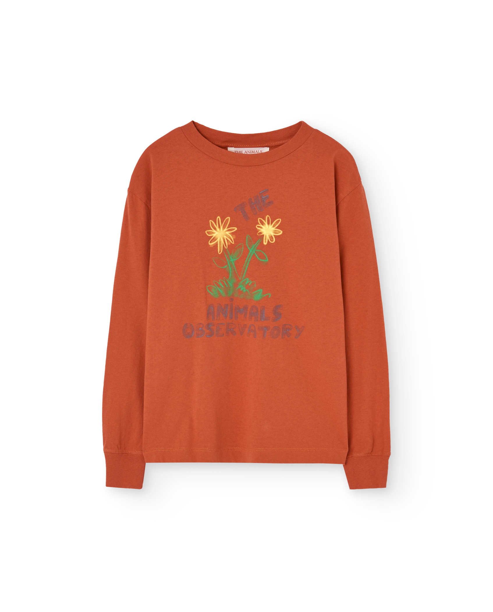 Flowers Red Dog Long Sleeve T-Shirt PRODUCT FRONT