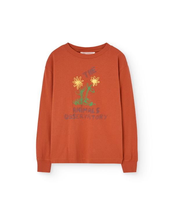 Flowers Red Dog Long Sleeve T-Shirt PRODUCT FRONT