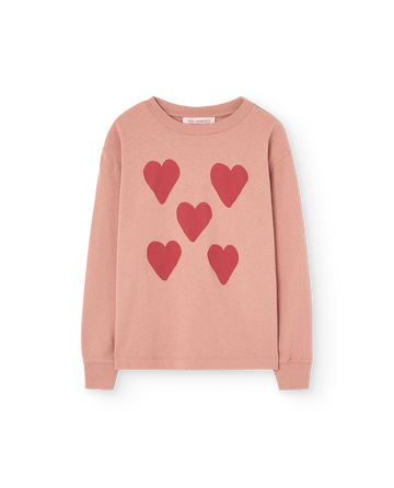Hearts Coral Dog Long Sleeve T-Shirt