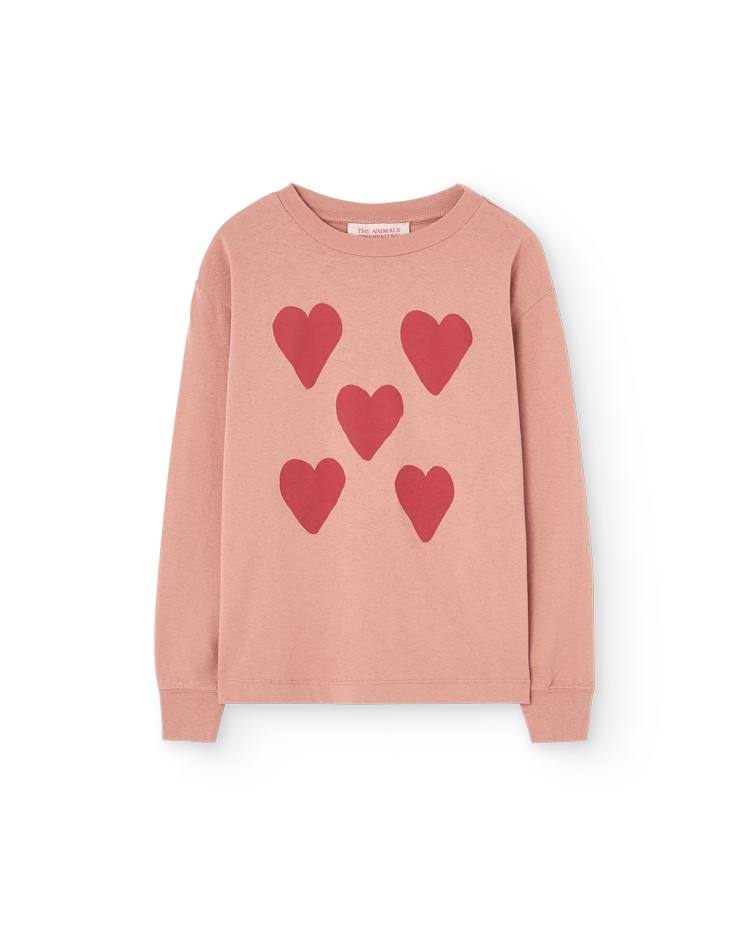 Hearts Coral Dog Long Sleeve T-Shirt COVER
