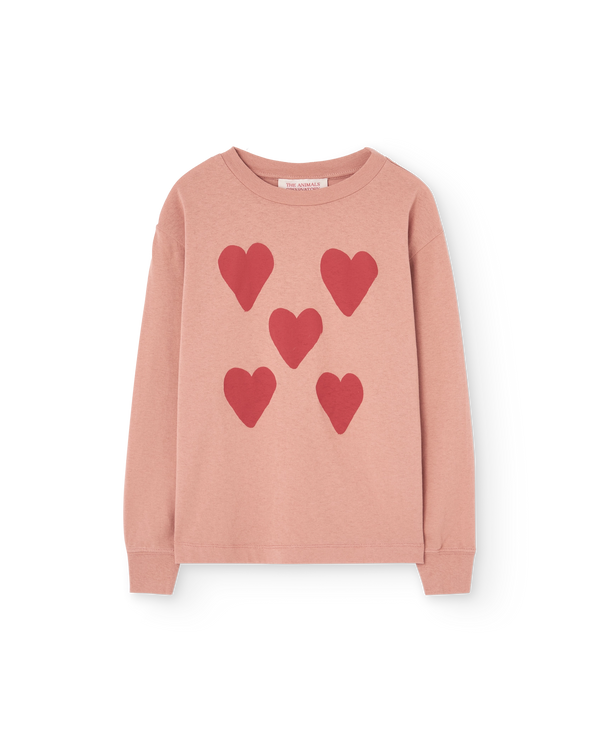 Hearts Coral Dog Long Sleeve T-Shirt PRODUCT FRONT