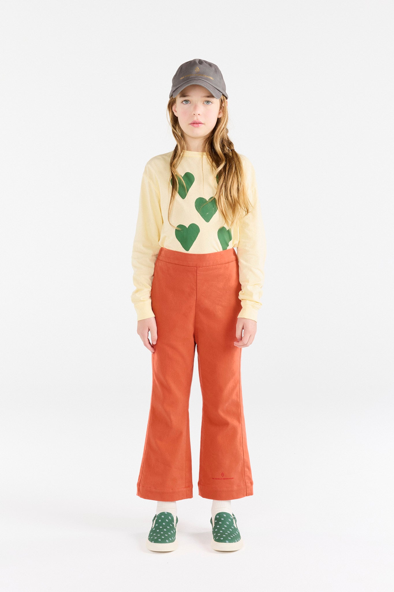 Hearts Yellow Dog Long Sleeve T-Shirt MODEL FRONT