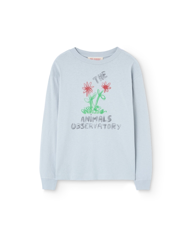 Flowers Blue Dog Long Sleeve T-Shirt COVER
