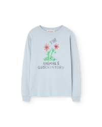 Flowers Blue Dog Long Sleeve T-Shirt COVER