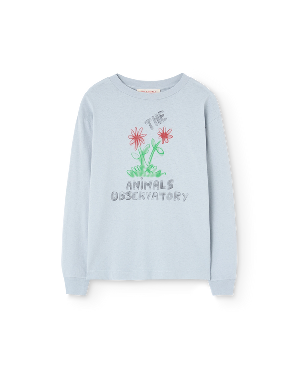 Flowers Blue Dog Long Sleeve T-Shirt PRODUCT FRONT