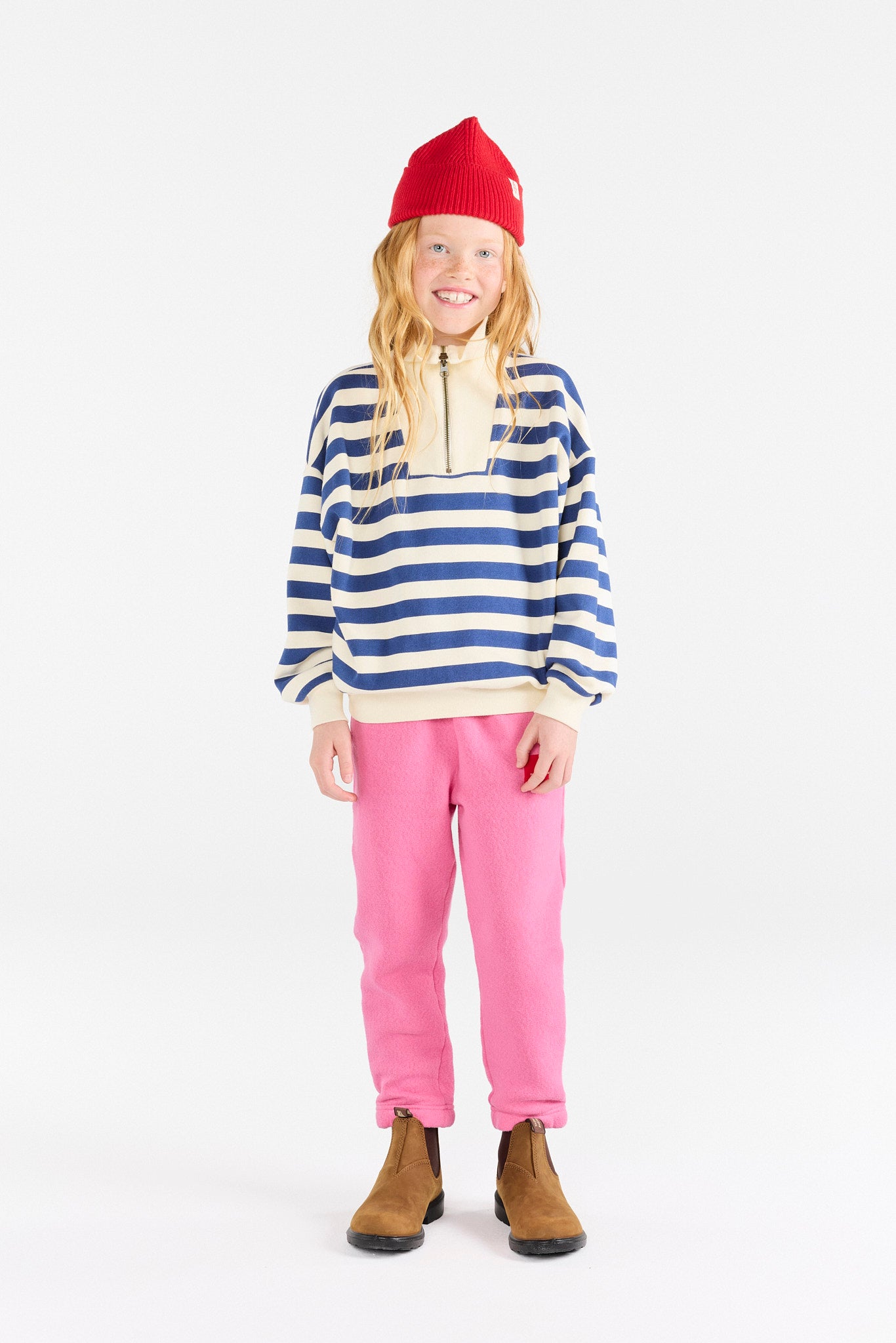 Stripes Navy Blowfly Sweatshirt MODEL FRONT