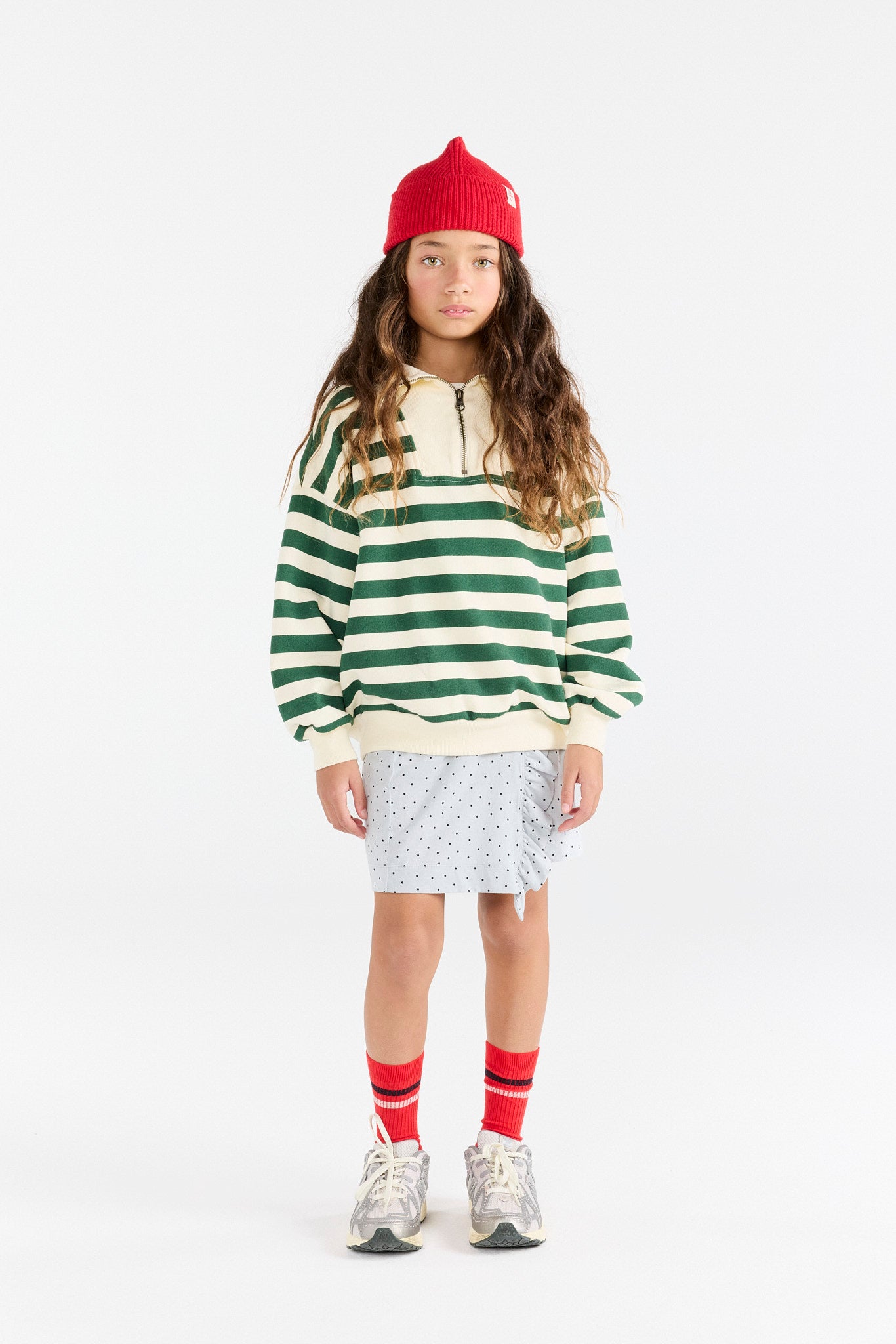 Stripes Green Blowfly Sweatshirt MODEL FRONT