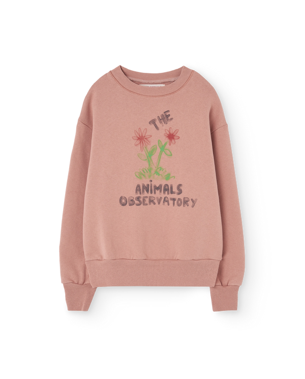 Flowers Dusty Coral Bear Sweatshirt PRODUCT FRONT