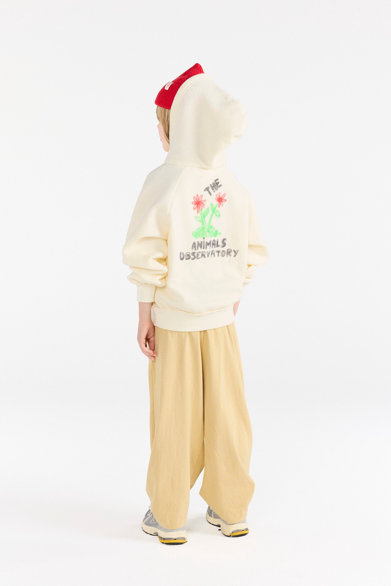 Flowers White Beaver Hoodie MODEL BACK
