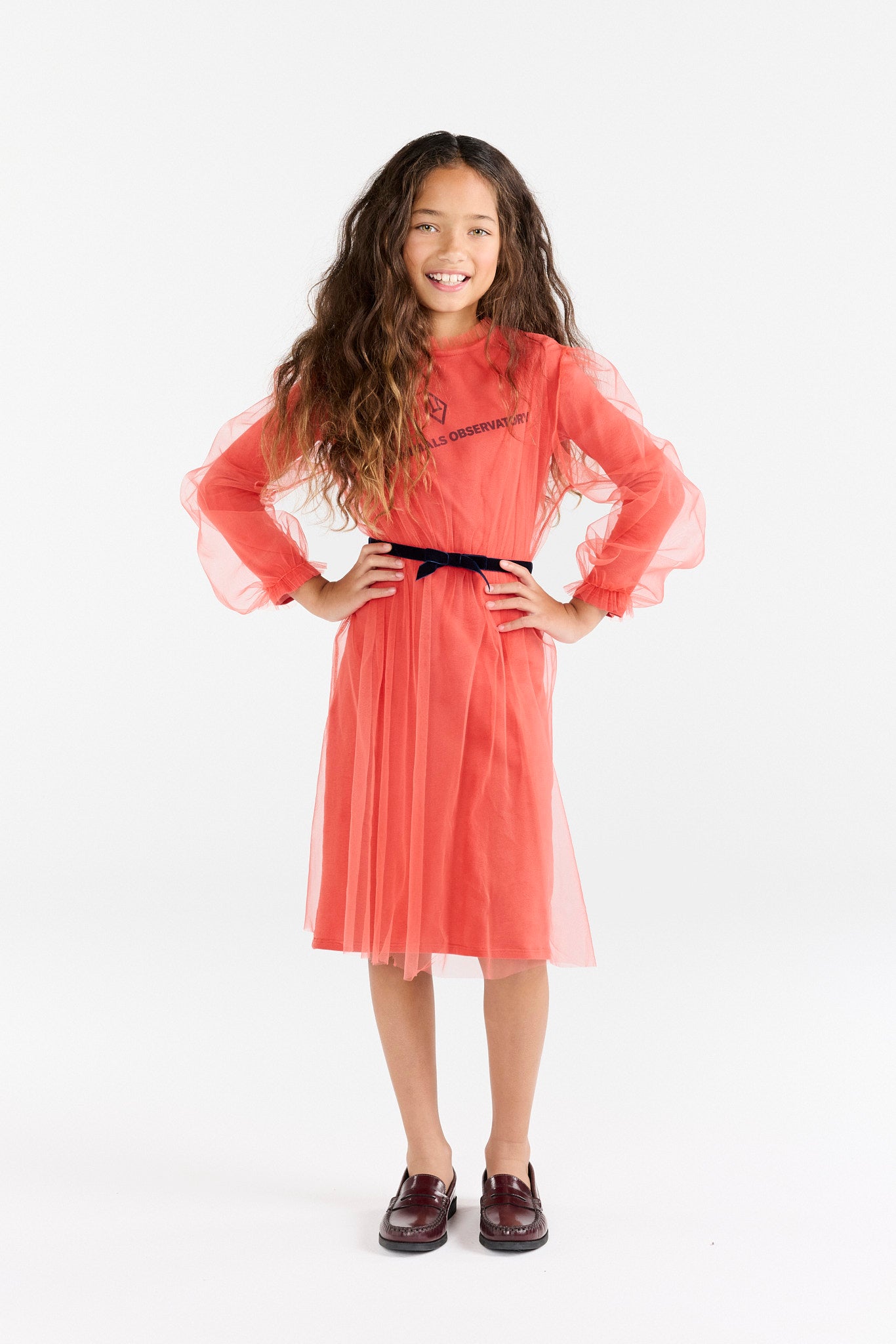 Red Tulle Tortoise Dress MODEL FRONT