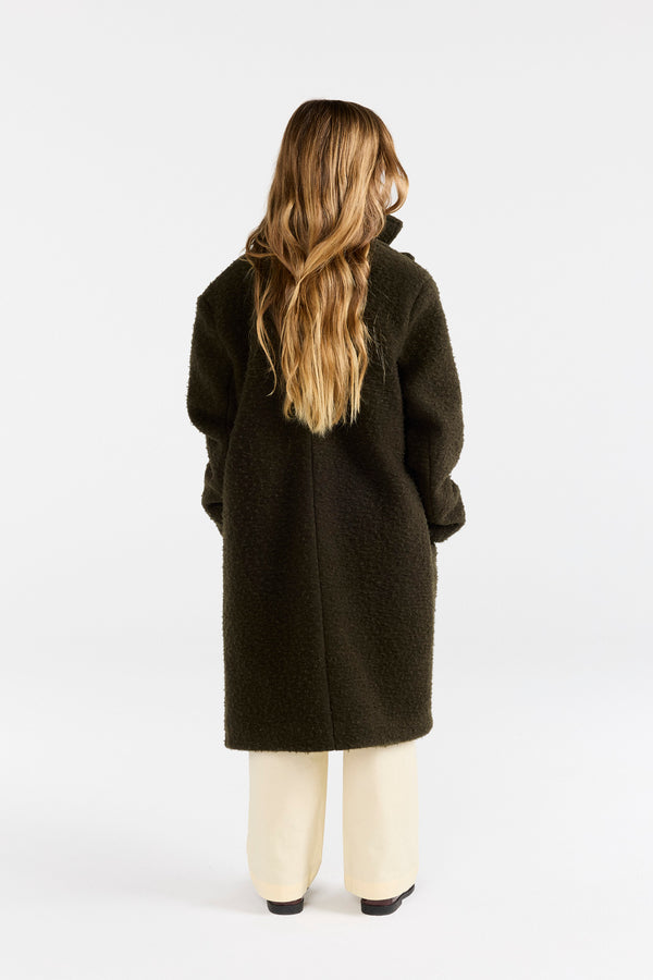 Deep Green Jaguar Coat MODEL BACK