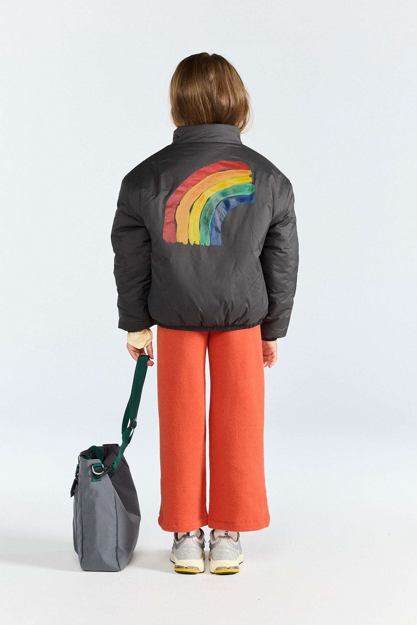 Grey Crocodile Puffer Jacket MODEL BACK