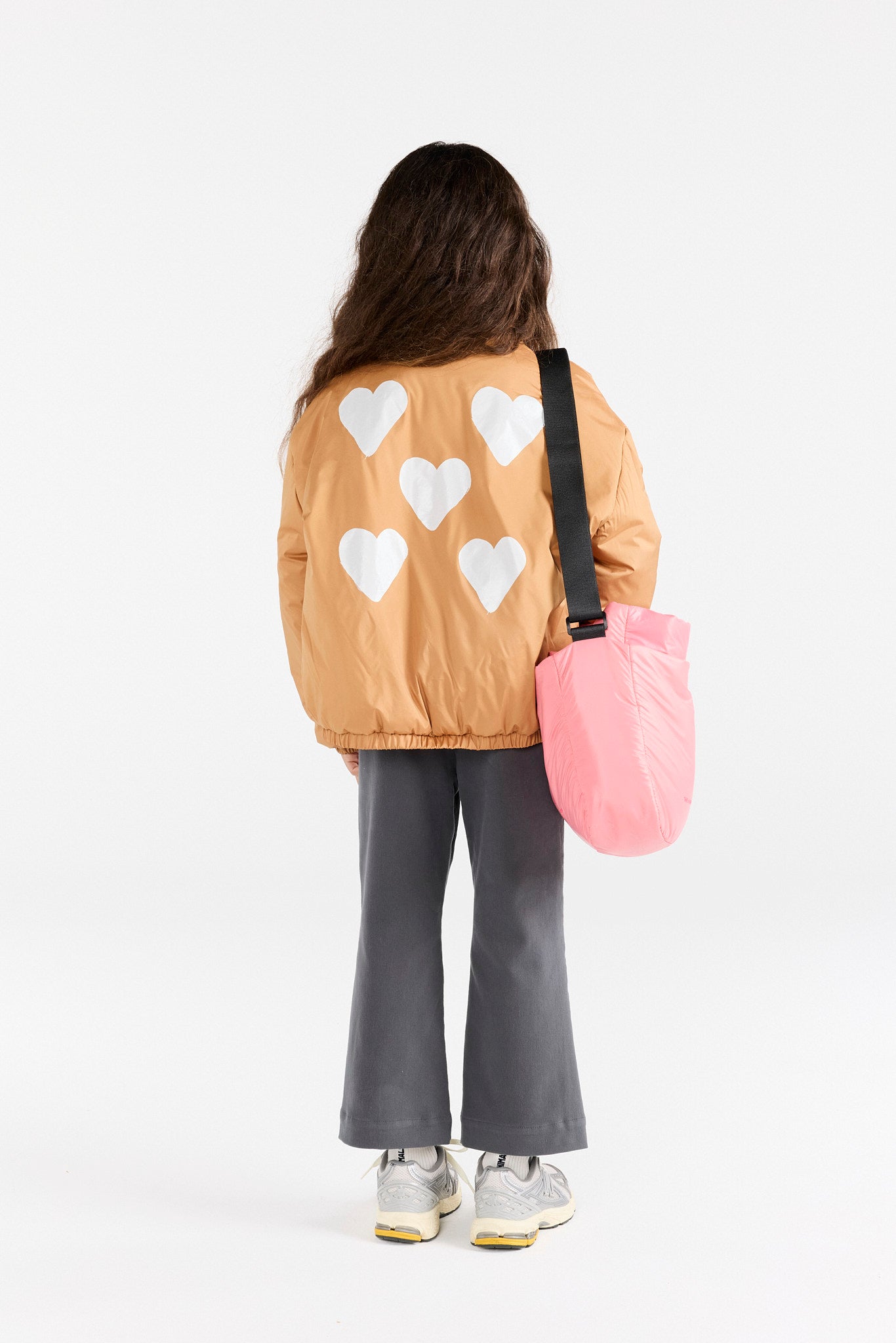 Almond Crocodile Puffer Jacket MODEL BACK