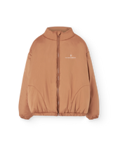 Almond Crocodile Puffer Jacket PRODUCT FRONT