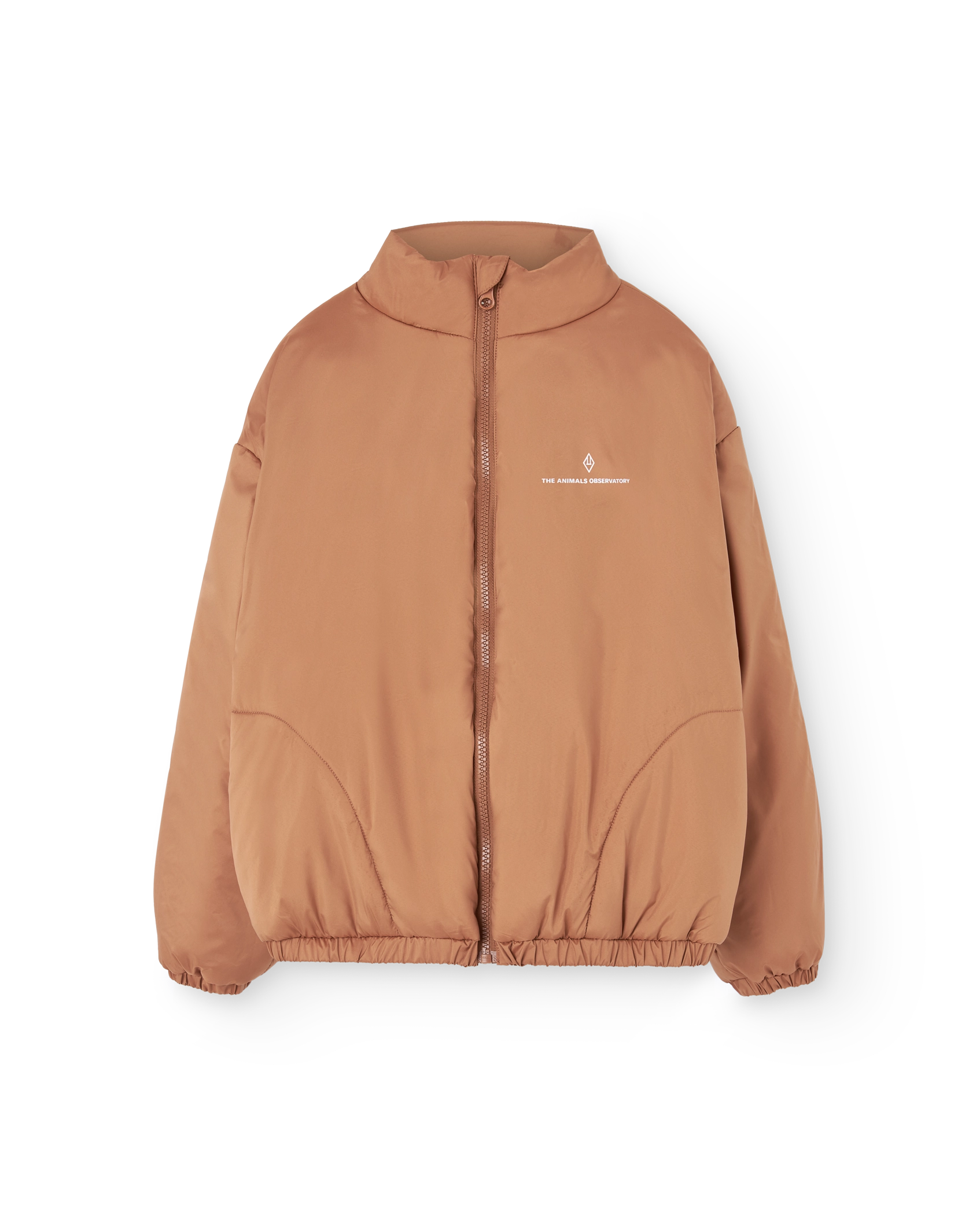 Almond Crocodile Puffer Jacket PRODUCT FRONT