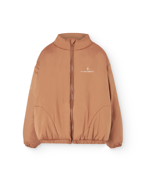 Almond Crocodile Puffer Jacket PRODUCT FRONT