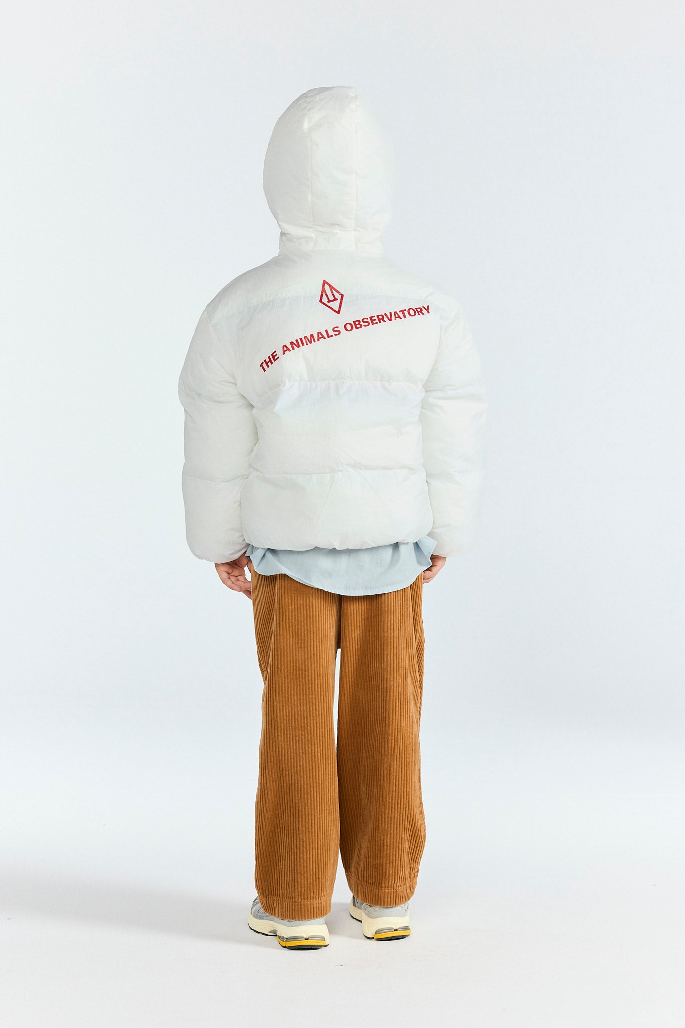 Raw White Roadrunner Puffer Jacket MODEL BACK