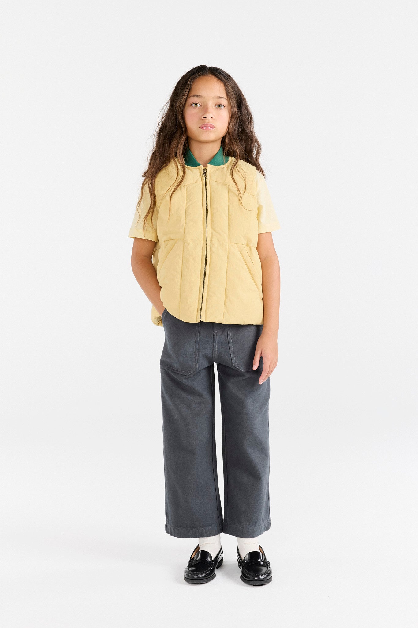 Soft Brown Lobster Puffer Vest MODEL FRONT