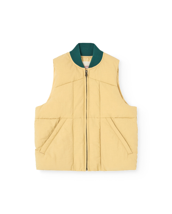 Soft Brown Lobster Puffer Vest PRODUCT FRONT