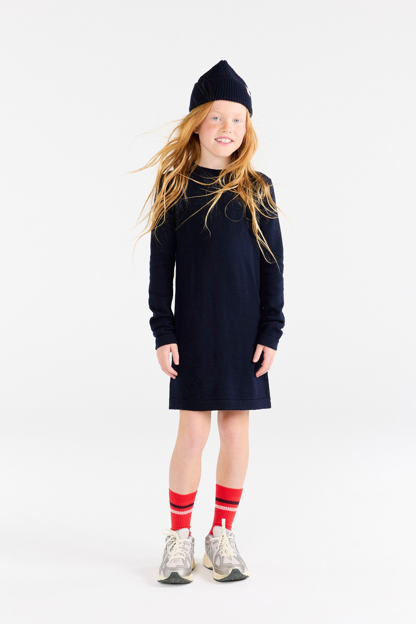 Navy Mussel Knit Dress MODEL FRONT