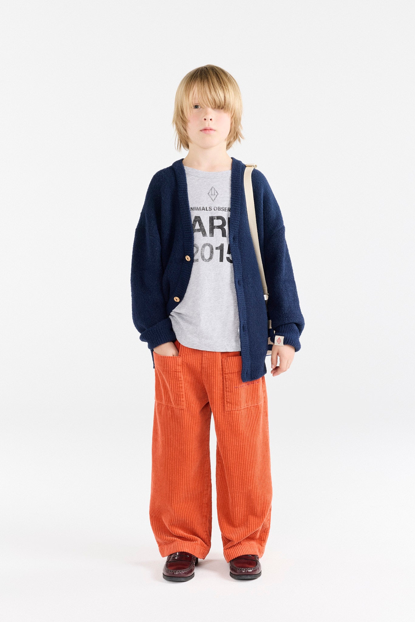 Navy Racoon Cardigan MODEL FRONT