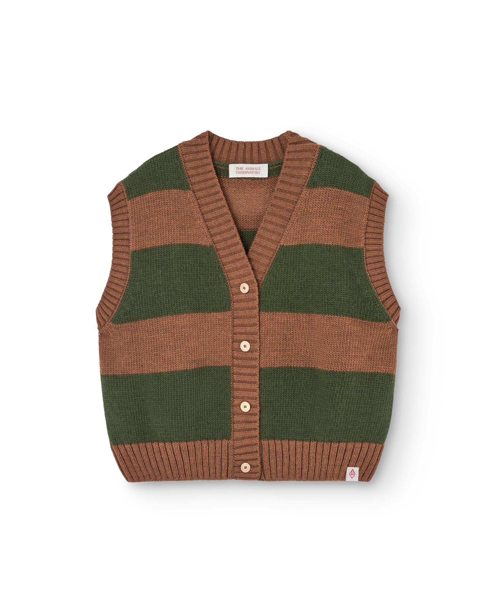 Stripes Brown Blobfish Cardigan Vest PRODUCT FRONT