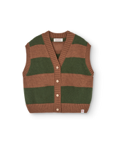 Stripes Brown Blobfish Cardigan Vest PRODUCT FRONT