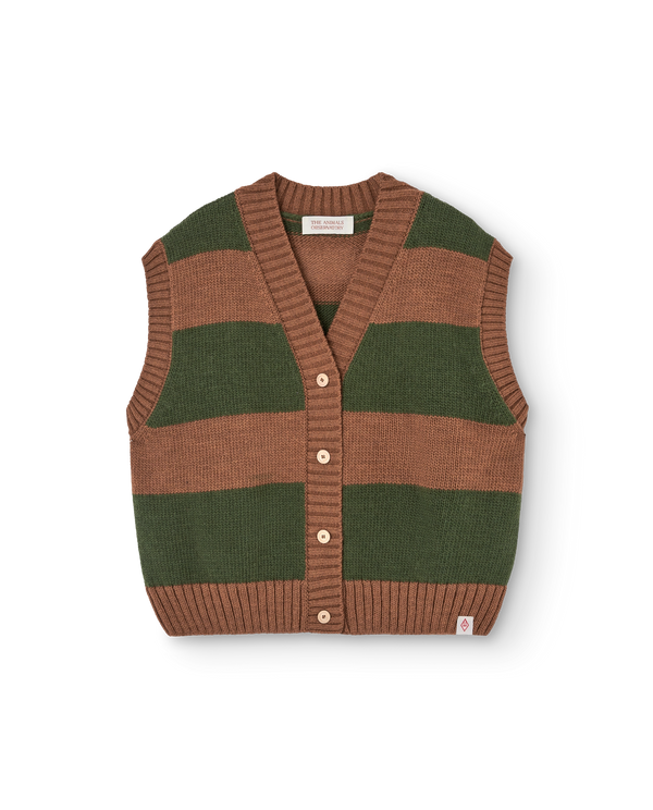 Stripes Brown Blobfish Cardigan Vest PRODUCT FRONT
