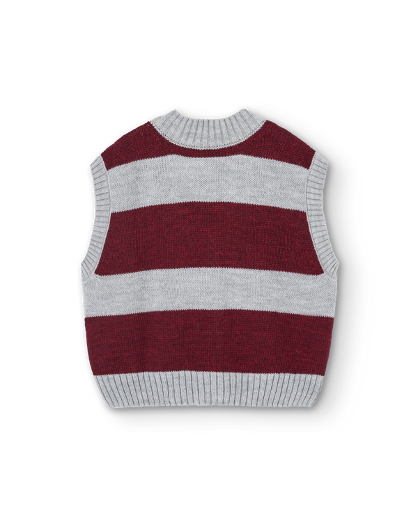 Stripes Grey Blobfish Cardigan Vest PRODUCT BACK
