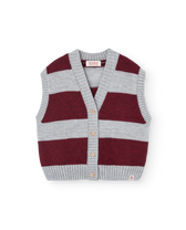 Stripes Grey Blobfish Cardigan Vest PRODUCT FRONT