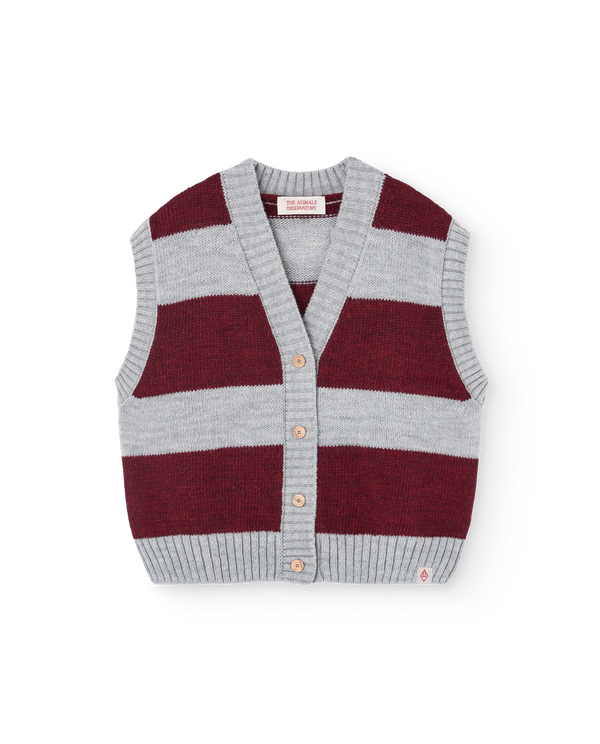 Stripes Grey Blobfish Cardigan Vest PRODUCT FRONT