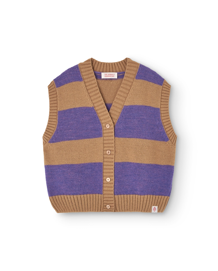 Stripes Beige Blobfish Cardigan Vest COVER
