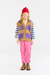Stripes Beige Blobfish Cardigan Vest MODEL FRONT