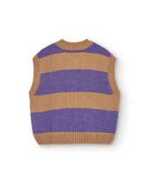 Stripes Beige Blobfish Cardigan Vest PRODUCT BACK