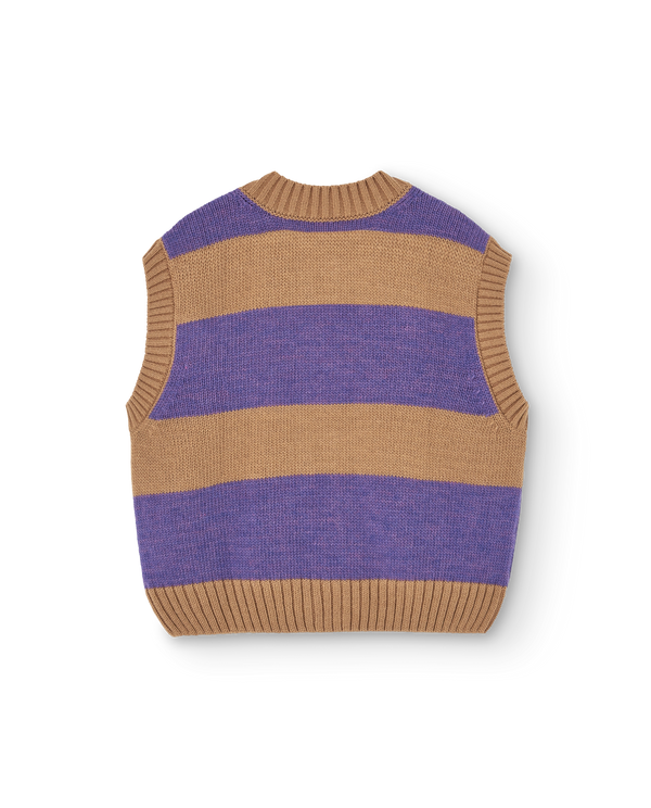 Stripes Beige Blobfish Cardigan Vest PRODUCT BACK