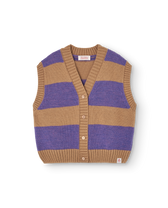 Stripes Beige Blobfish Cardigan Vest PRODUCT FRONT