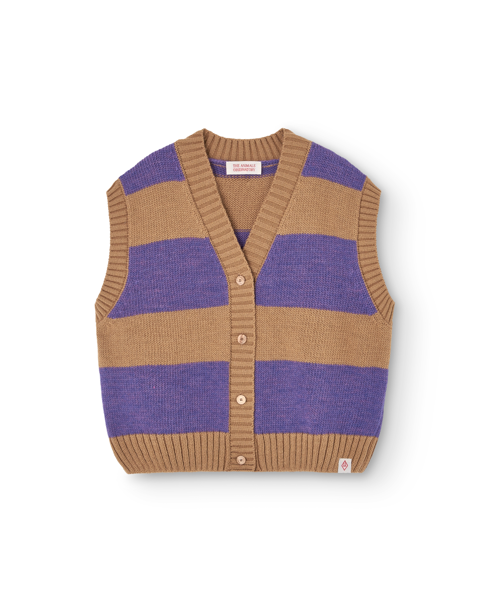 Stripes Beige Blobfish Cardigan Vest PRODUCT FRONT