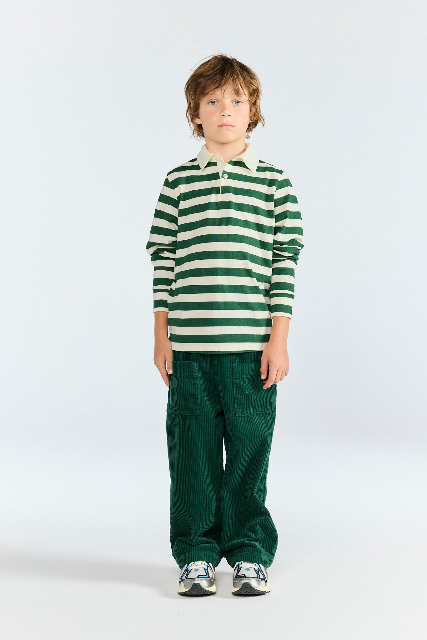 Stripes Green Eel Polo Shirt MODEL FRONT