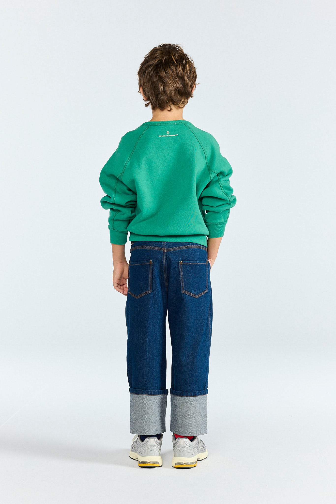 Bright Green Shark Sweatshirt MODEL BACK