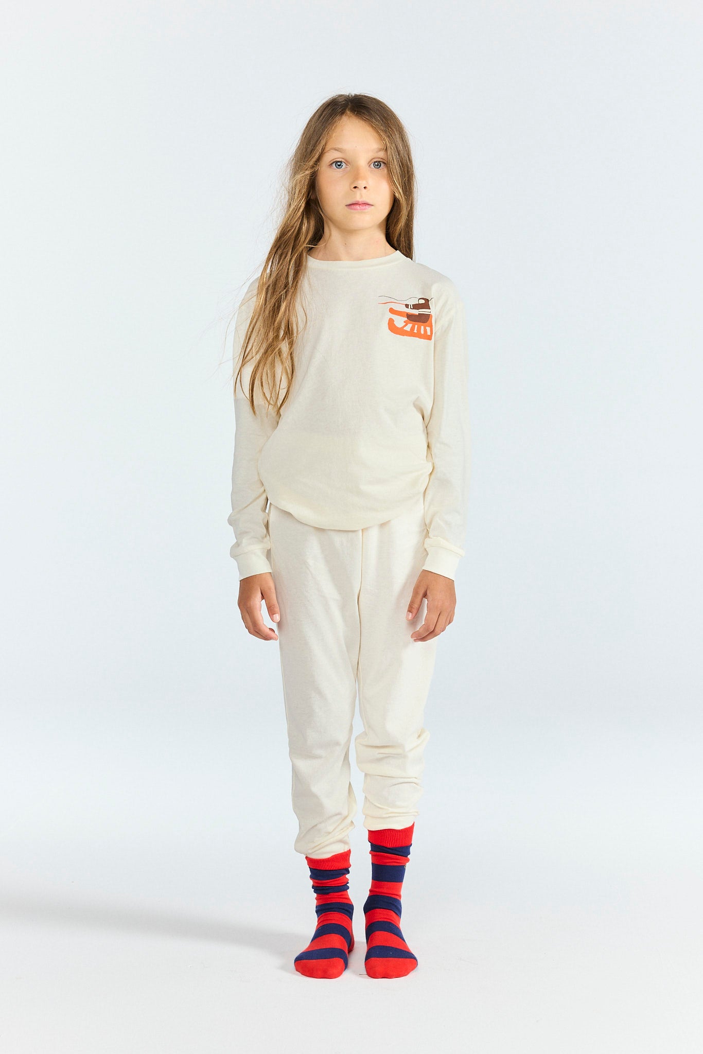 Raw White Llama Pyjama MODEL FRONT