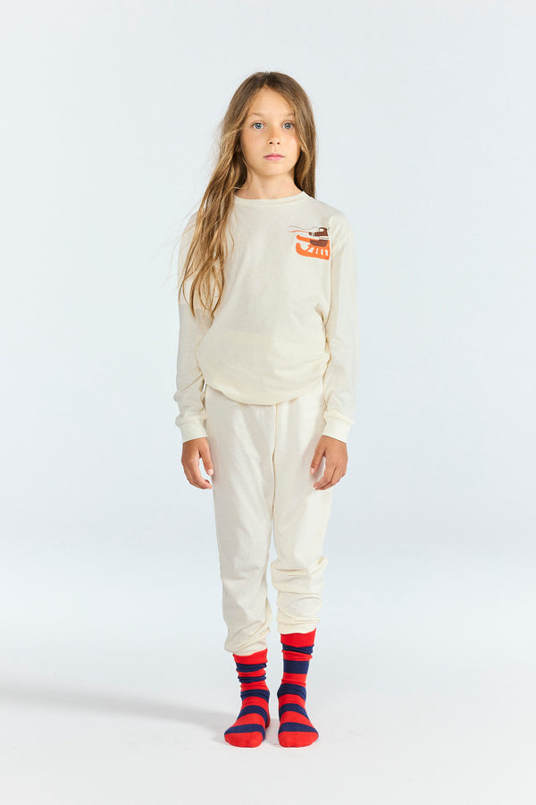 Raw White Llama Pyjama MODEL FRONT