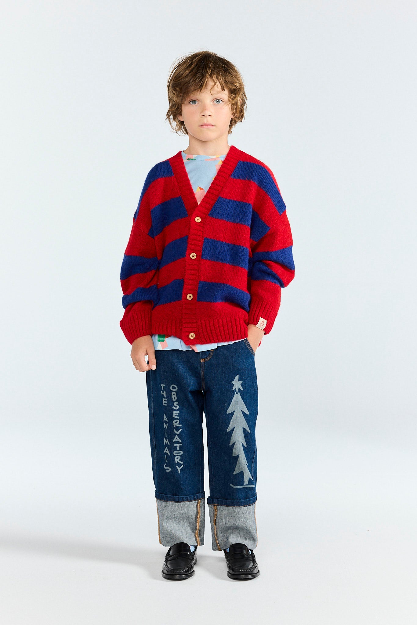 Striped Racoon Cardigan MODEL FRONT