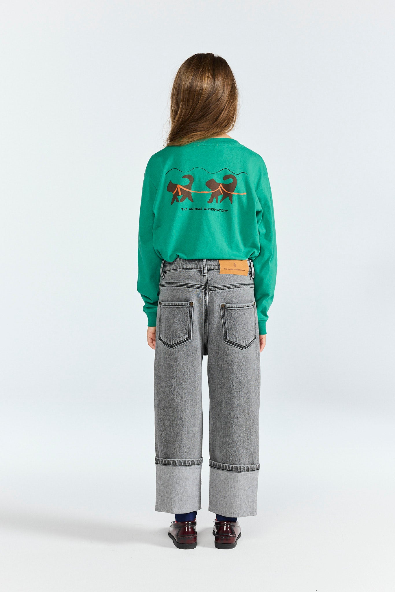 Bright Green Dog Long Sleeve T-shirt MODEL BACK