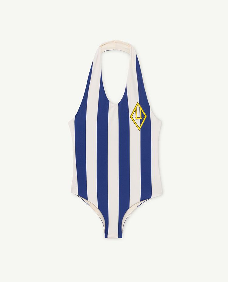 White Stripes Fish Swimsuit COVER