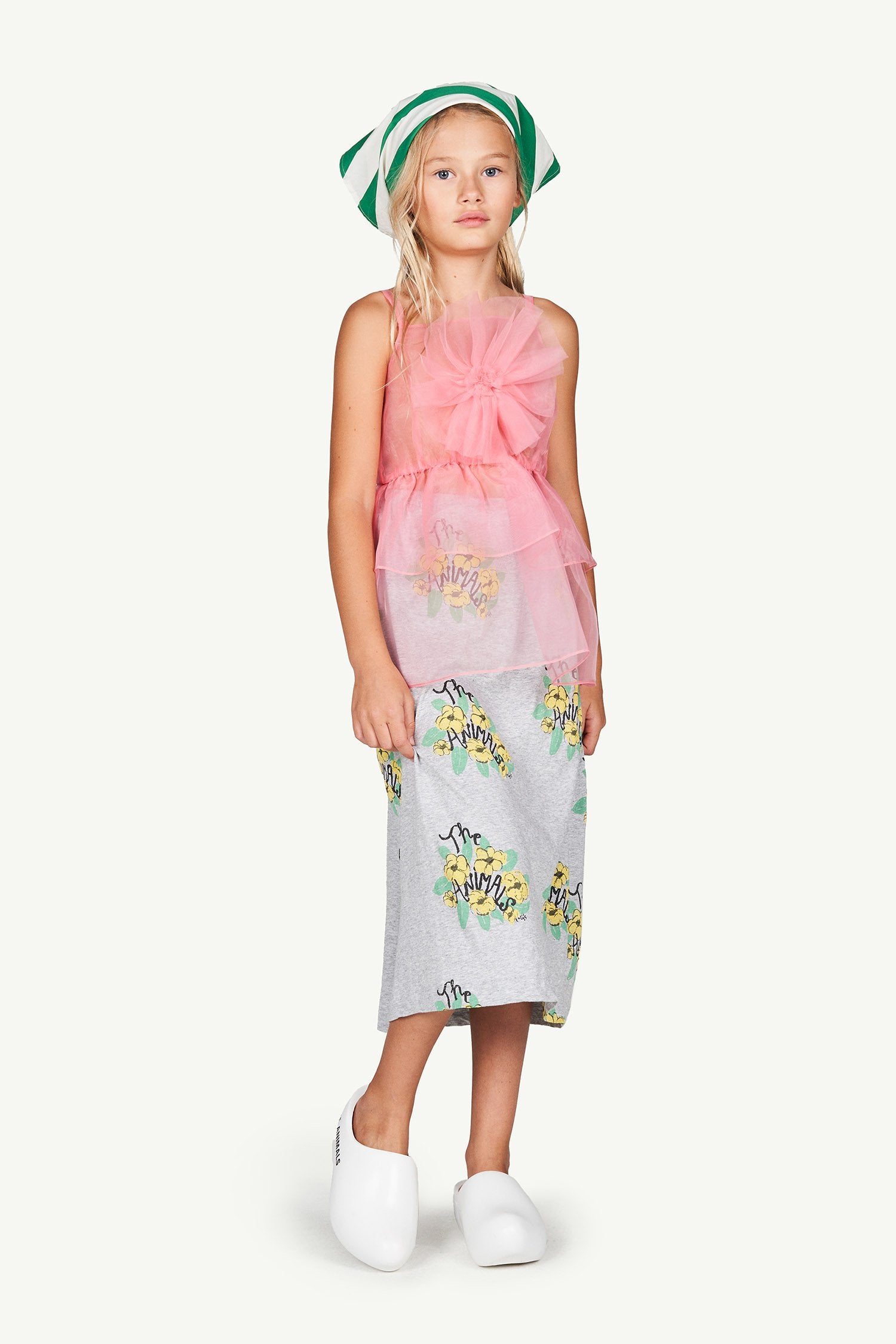 Grey Flowers Ladybug Skirt MODEL FRONT
