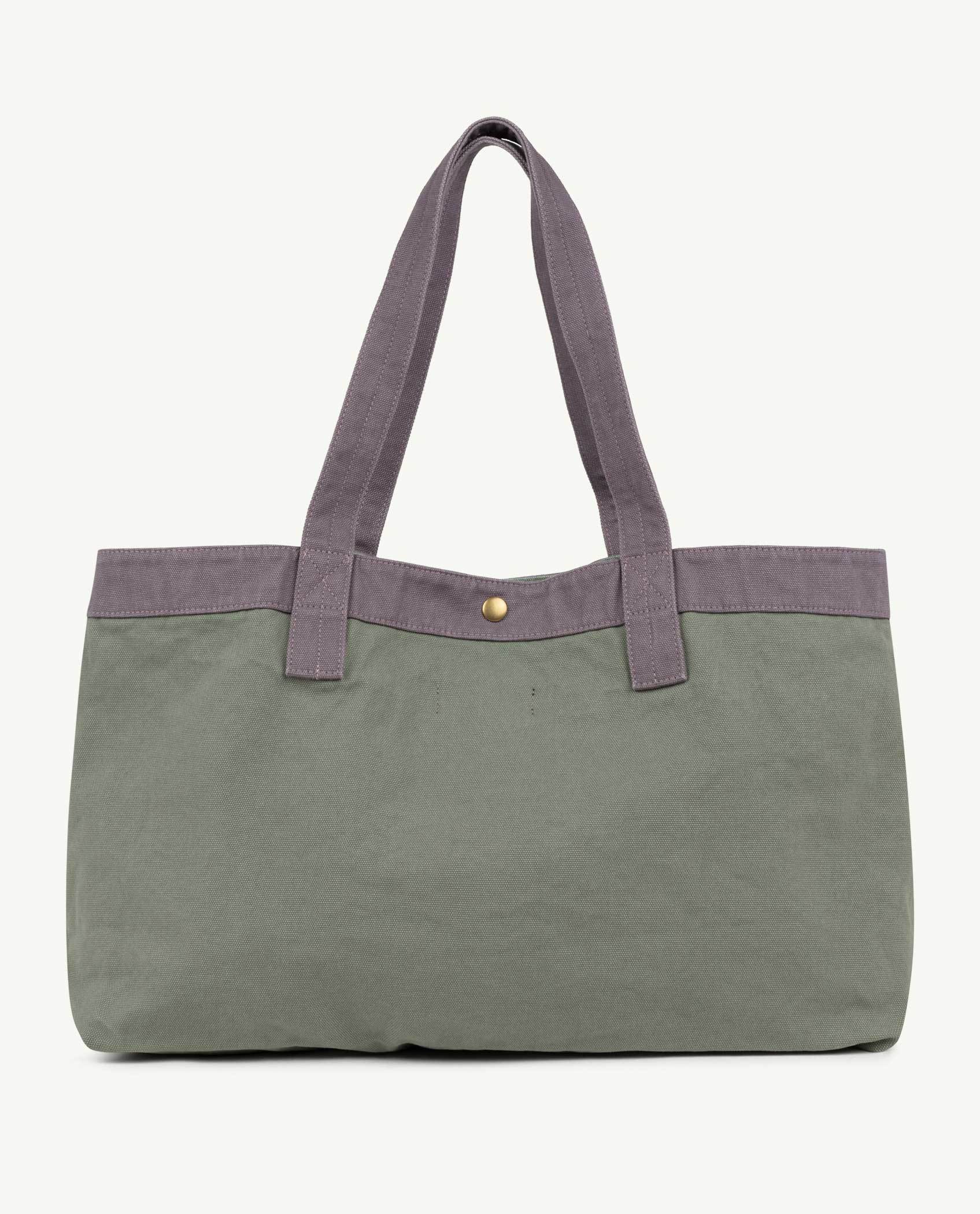Military Green The Animals Big Canvas Bag PRODUCT BACK