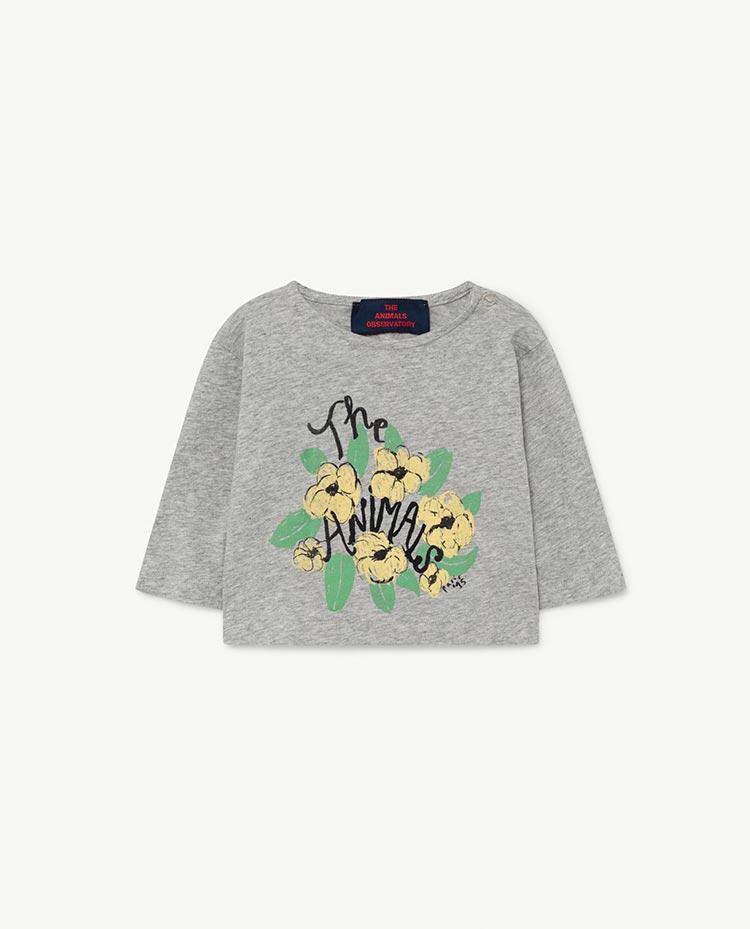 Grey Flowers Anteater Baby T-shirt COVER